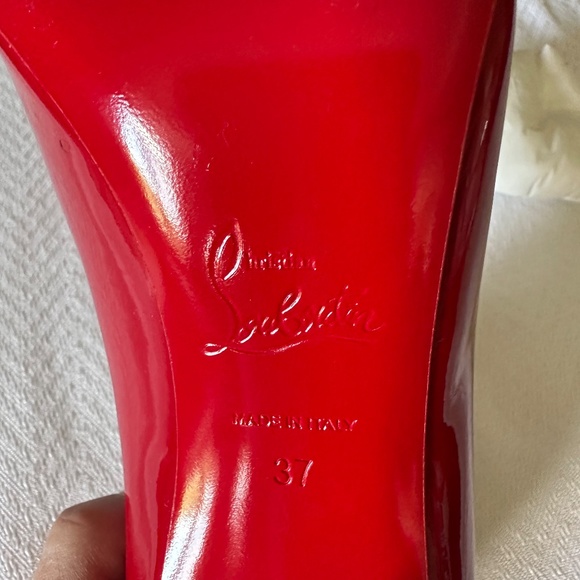 Christian Louboutin Kate Red Patent 100 mm Heels, Size 37 - Picture 10 of 14